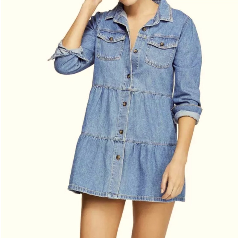 Free People Nicole Denim Shirt Dress